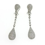 Diamond Pave Drop Earrings in 18kt White Gold